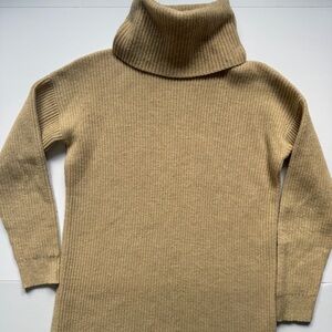 Madewell 100% Merino Wool Cowl Neck Tunic Tan Sweater Dress Size Small